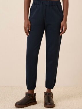 Pact Charcoal Gray Organic Cotton Brushed Fleece Cropped Jogger Sweatpants Large